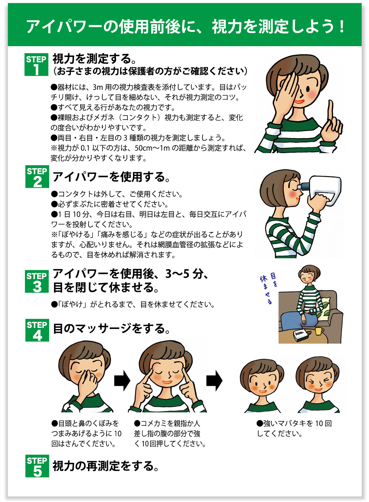 ドクタービジョンの使用前後に視力測定